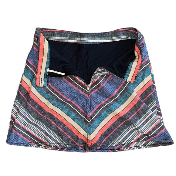 Free People Yours Truly Vintage Red Chevron Stripe Western Linen Mini Skirt 0 XS - Picture 4 of 14